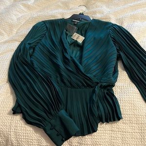 NWT express emerald green pleated top